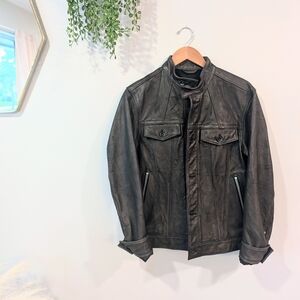 GAP Men's Dark Chocolate Brown Leather Jacket